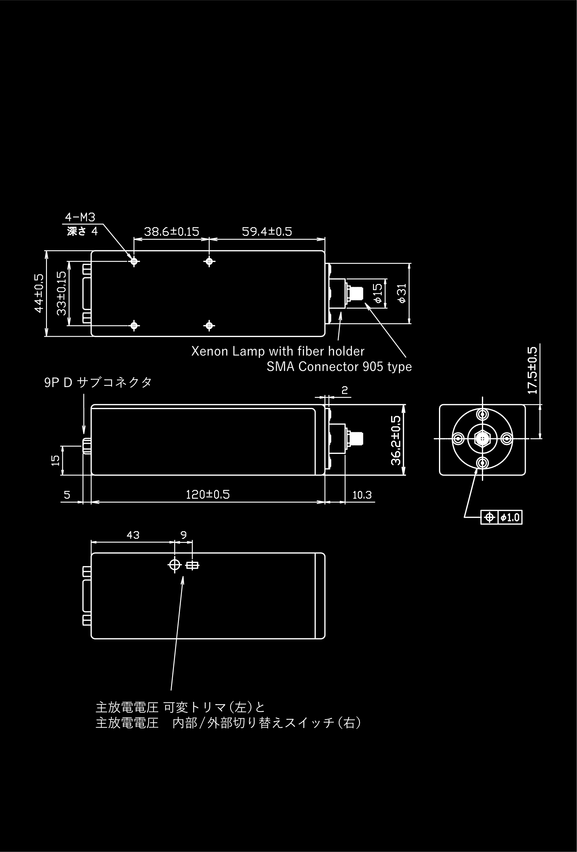 ファイバアダプタタイプヘッドオン